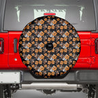 Wests Tigers Spare Tire Cover Tropical Hibiscus Floral Seamless Rugby Mascot