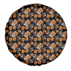 Wests Tigers Spare Tire Cover Tropical Hibiscus Floral Seamless Rugby Mascot