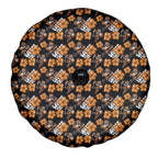 Wests Tigers Spare Tire Cover Tropical Hibiscus Floral Seamless Rugby Mascot