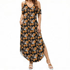 Wests Tigers Summer Maxi Dress Tropical Hibiscus Floral Seamless Rugby Mascot