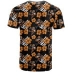 Wests Tigers T Shirt Tropical Hibiscus Floral Seamless Rugby Mascot
