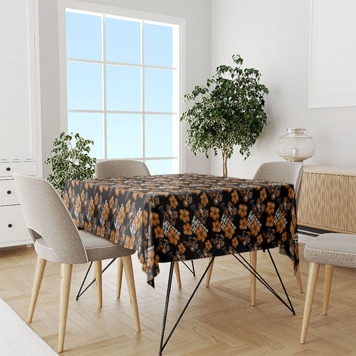 Wests Tigers Tablecloth Tropical Hibiscus Floral Seamless Rugby Mascot