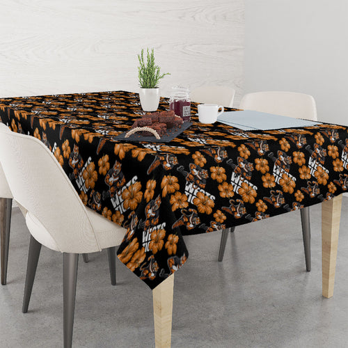 Wests Tigers Tablecloth Tropical Hibiscus Floral Seamless Rugby Mascot