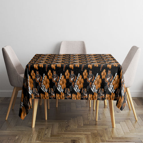 Wests Tigers Tablecloth Tropical Hibiscus Floral Seamless Rugby Mascot