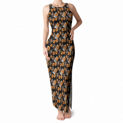 Wests Tigers Tank Maxi Dress Tropical Hibiscus Floral Seamless Rugby Mascot