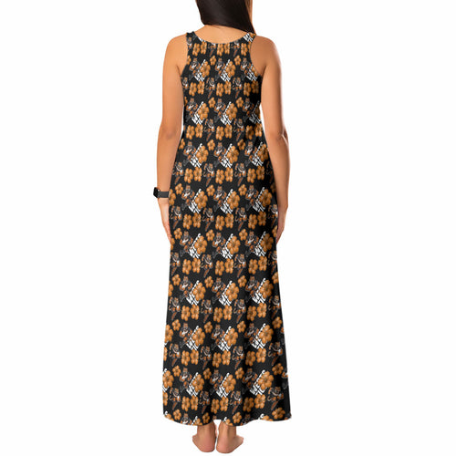 Wests Tigers Tank Maxi Dress Tropical Hibiscus Floral Seamless Rugby Mascot