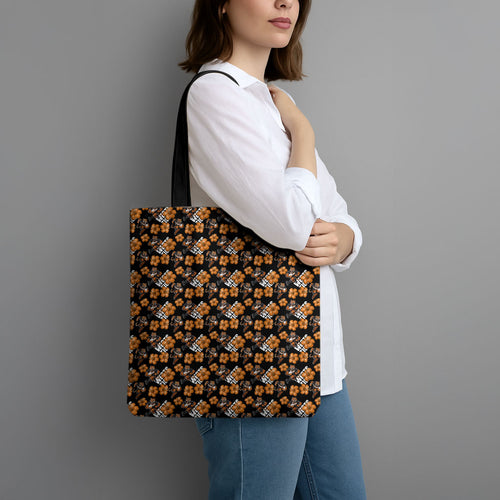 Wests Tigers Tote Bag Tropical Hibiscus Floral Seamless Rugby Mascot