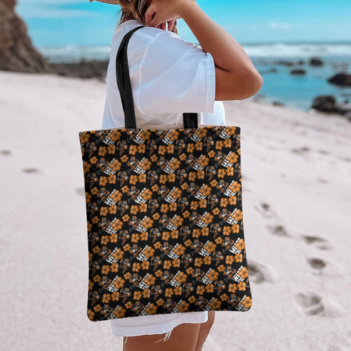 Wests Tigers Tote Bag Tropical Hibiscus Floral Seamless Rugby Mascot