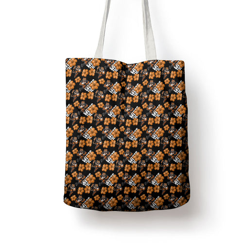 Wests Tigers Tote Bag Tropical Hibiscus Floral Seamless Rugby Mascot