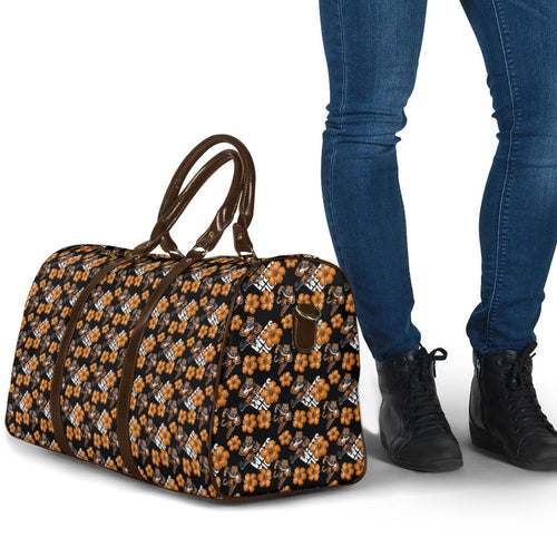Wests Tigers Travel Bag Tropical Hibiscus Floral Seamless Rugby Mascot