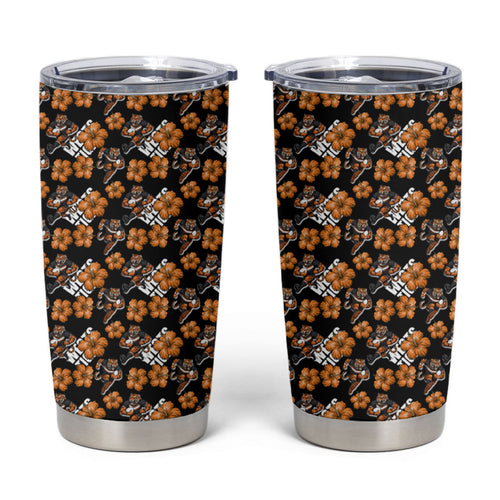Wests Tigers Tumbler Cup Tropical Hibiscus Floral Seamless Rugby Mascot