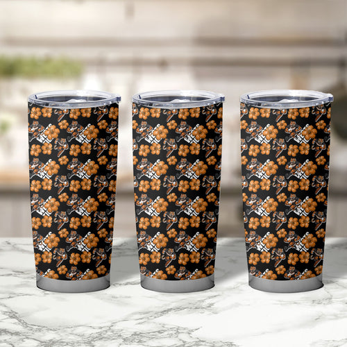Wests Tigers Tumbler Cup Tropical Hibiscus Floral Seamless Rugby Mascot