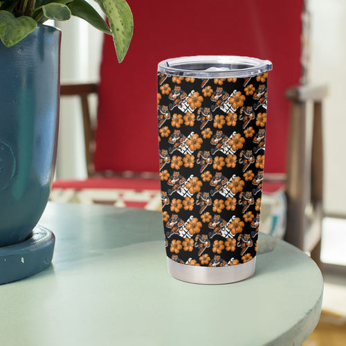 Wests Tigers Tumbler Cup Tropical Hibiscus Floral Seamless Rugby Mascot