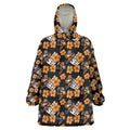 Wests Tigers Wearable Blanket Hoodie Tropical Hibiscus Floral Seamless Rugby Mascot