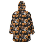 Wests Tigers Wearable Blanket Hoodie Tropical Hibiscus Floral Seamless Rugby Mascot