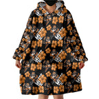 Wests Tigers Wearable Blanket Hoodie Tropical Hibiscus Floral Seamless Rugby Mascot