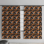 Wests Tigers Window Curtain Tropical Hibiscus Floral Seamless Rugby Mascot