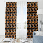 Wests Tigers Window Curtain Tropical Hibiscus Floral Seamless Rugby Mascot