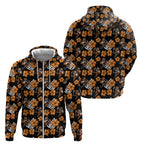 Wests Tigers Zip Hoodie Tropical Hibiscus Floral Seamless Rugby Mascot