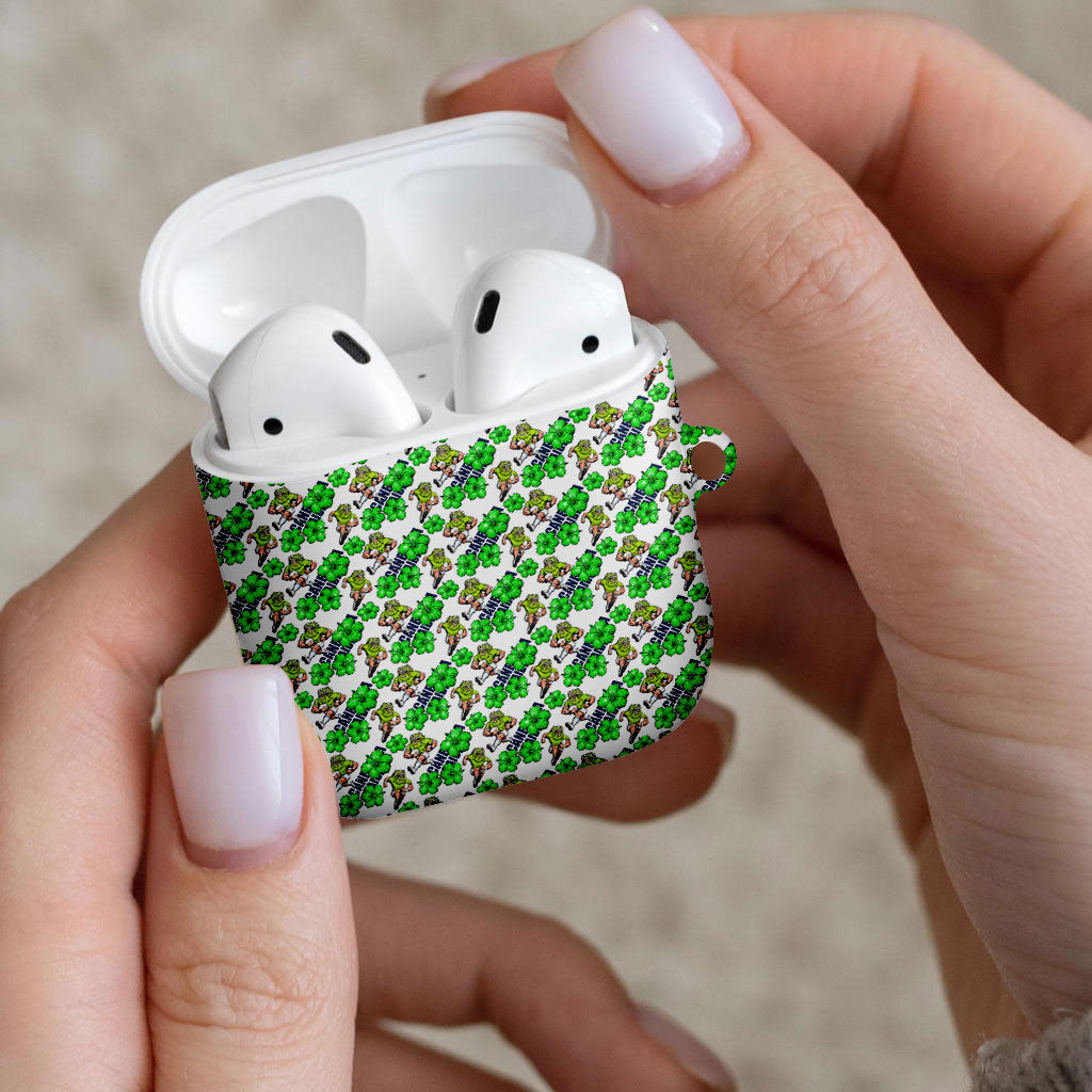 Canberra Raiders AirPods Case Tropical Hibiscus Floral Seamless Rugby Mascot