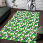 Canberra Raiders Area Rug Tropical Hibiscus Floral Seamless Rugby Mascot