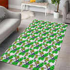 Canberra Raiders Area Rug Tropical Hibiscus Floral Seamless Rugby Mascot