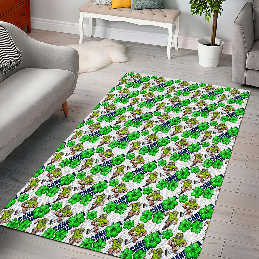 Canberra Raiders Area Rug Tropical Hibiscus Floral Seamless Rugby Mascot