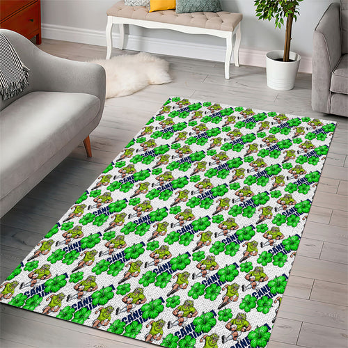 Canberra Raiders Area Rug Tropical Hibiscus Floral Seamless Rugby Mascot