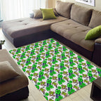 Canberra Raiders Area Rug Tropical Hibiscus Floral Seamless Rugby Mascot