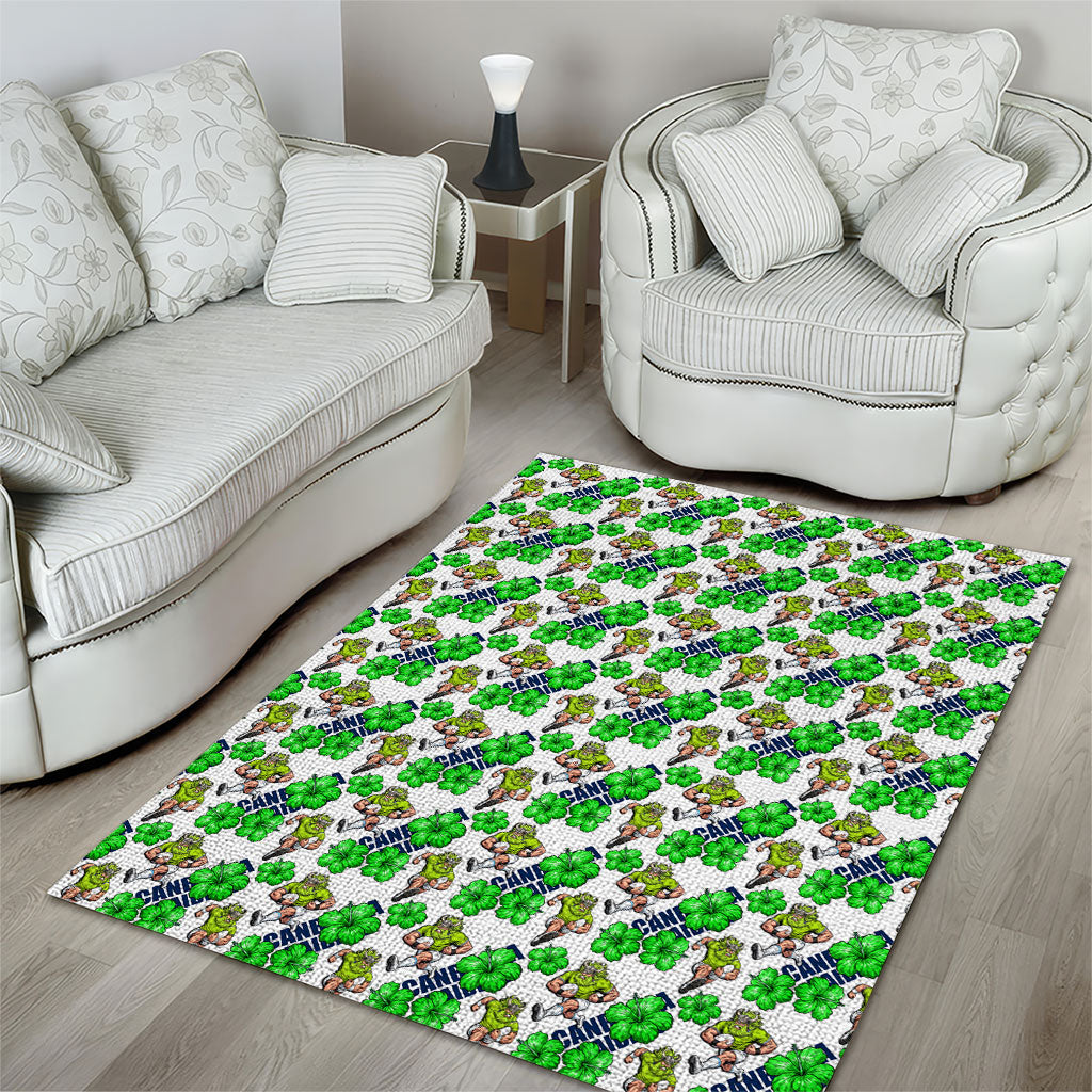 Canberra Raiders Area Rug Tropical Hibiscus Floral Seamless Rugby Mascot