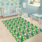 Canberra Raiders Area Rug Tropical Hibiscus Floral Seamless Rugby Mascot
