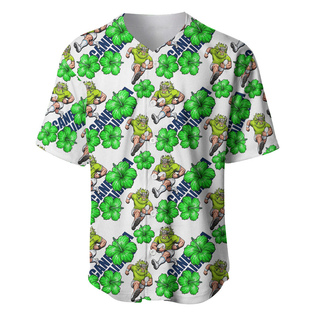 Canberra Raiders Baseball Jersey Tropical Hibiscus Floral Seamless Rugby Mascot