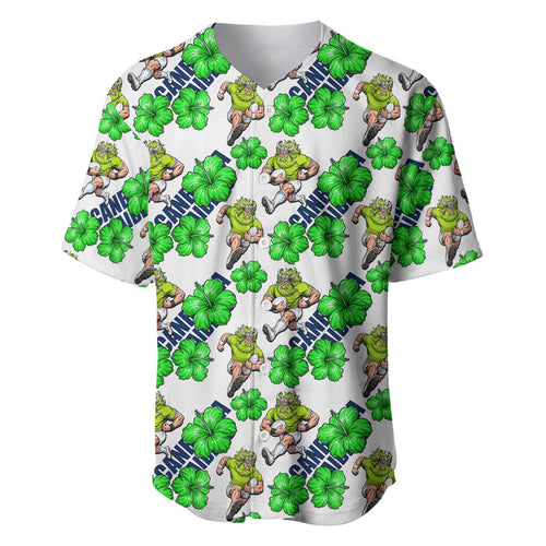 Canberra Raiders Baseball Jersey Tropical Hibiscus Floral Seamless Rugby Mascot