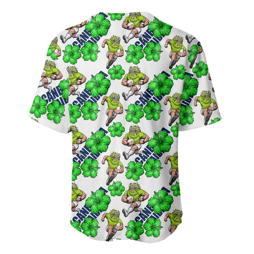 Canberra Raiders Baseball Jersey Tropical Hibiscus Floral Seamless Rugby Mascot