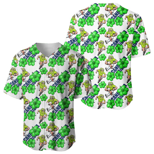 Canberra Raiders Baseball Jersey Tropical Hibiscus Floral Seamless Rugby Mascot