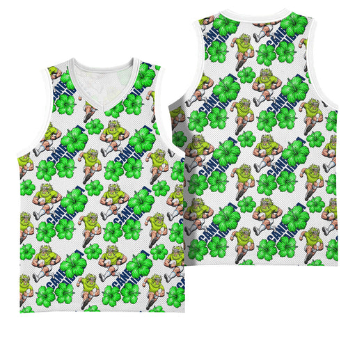 Canberra Raiders Basketball Jersey Tropical Hibiscus Floral Seamless Rugby Mascot