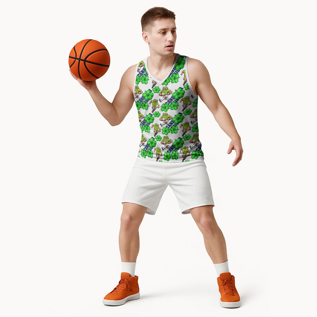 Canberra Raiders Basketball Jersey Tropical Hibiscus Floral Seamless Rugby Mascot