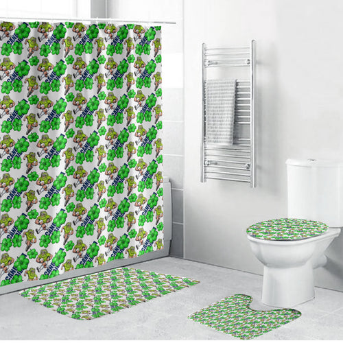 Canberra Raiders Bathroom Set Tropical Hibiscus Floral Seamless Rugby Mascot