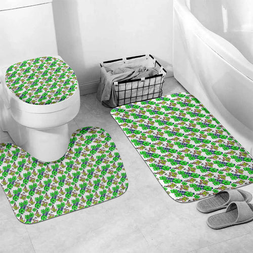 Canberra Raiders Bathroom Set Tropical Hibiscus Floral Seamless Rugby Mascot