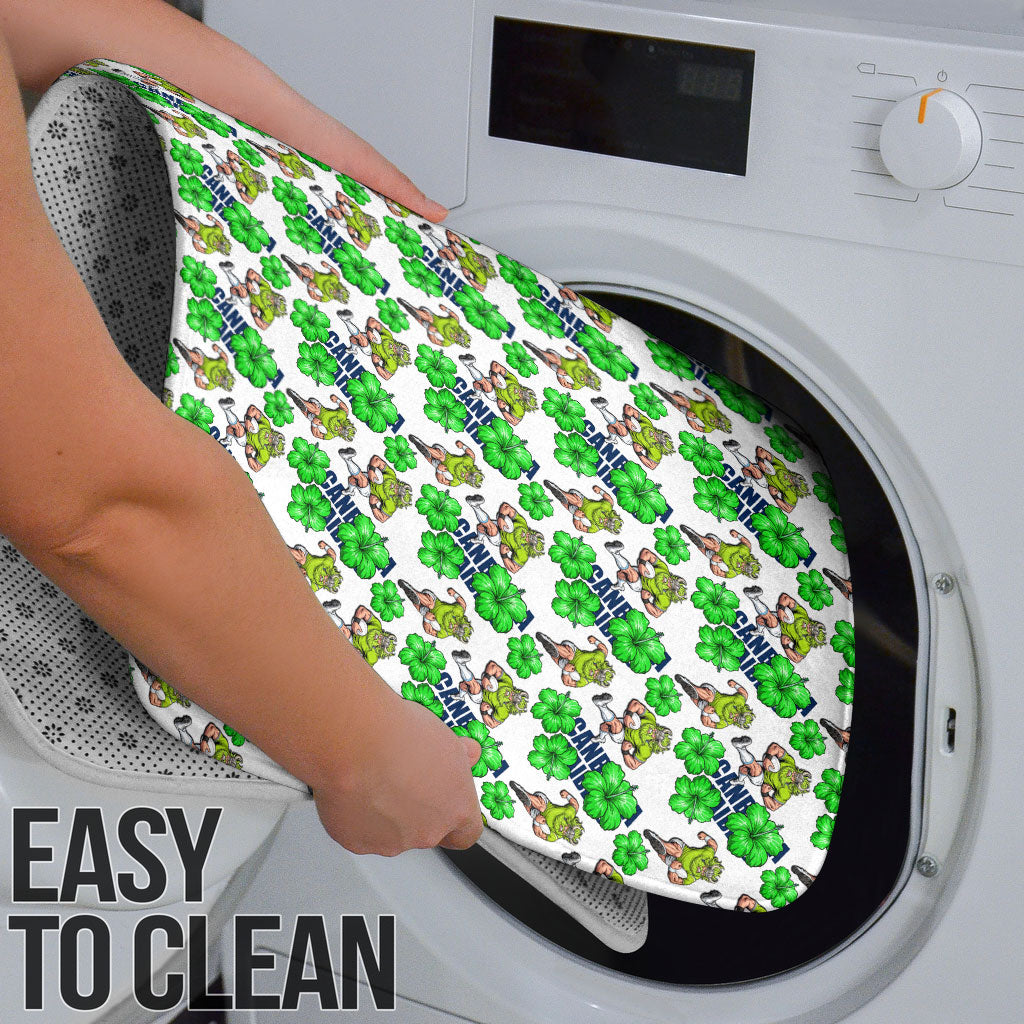 Canberra Raiders Bathroom Set Tropical Hibiscus Floral Seamless Rugby Mascot