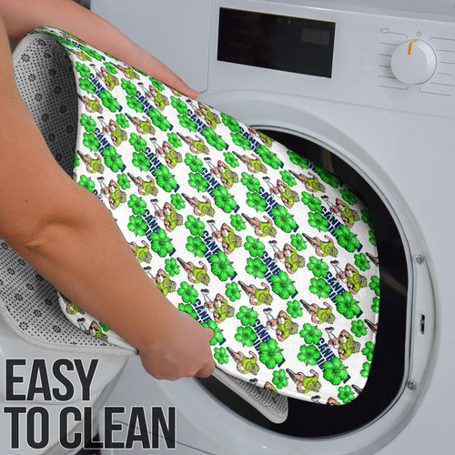 Canberra Raiders Bathroom Set Tropical Hibiscus Floral Seamless Rugby Mascot