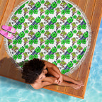 Canberra Raiders Beach Blanket Tropical Hibiscus Floral Seamless Rugby Mascot