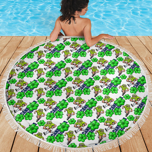 Canberra Raiders Beach Blanket Tropical Hibiscus Floral Seamless Rugby Mascot