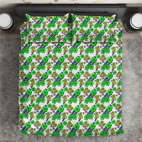 Canberra Raiders Bedding Set Tropical Hibiscus Floral Seamless Rugby Mascot