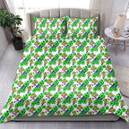 Canberra Raiders Bedding Set Tropical Hibiscus Floral Seamless Rugby Mascot