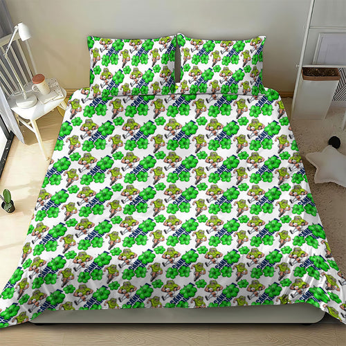 Canberra Raiders Bedding Set Tropical Hibiscus Floral Seamless Rugby Mascot