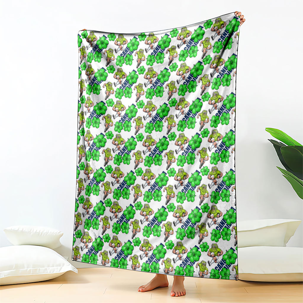 Canberra Raiders Blanket Tropical Hibiscus Floral Seamless Rugby Mascot