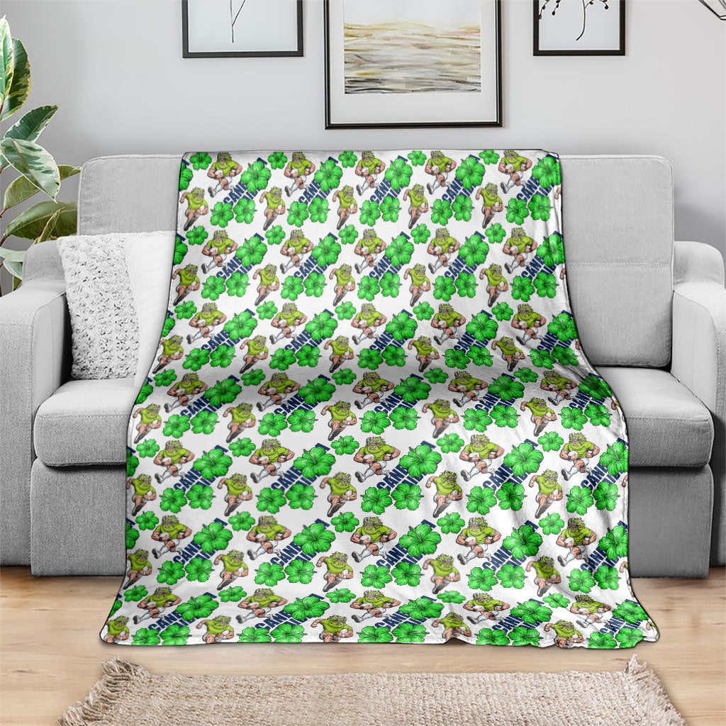 Canberra Raiders Blanket Tropical Hibiscus Floral Seamless Rugby Mascot