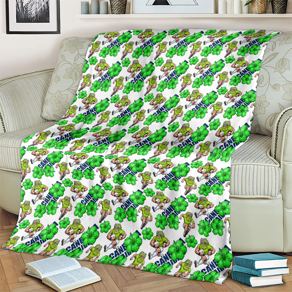 Canberra Raiders Blanket Tropical Hibiscus Floral Seamless Rugby Mascot