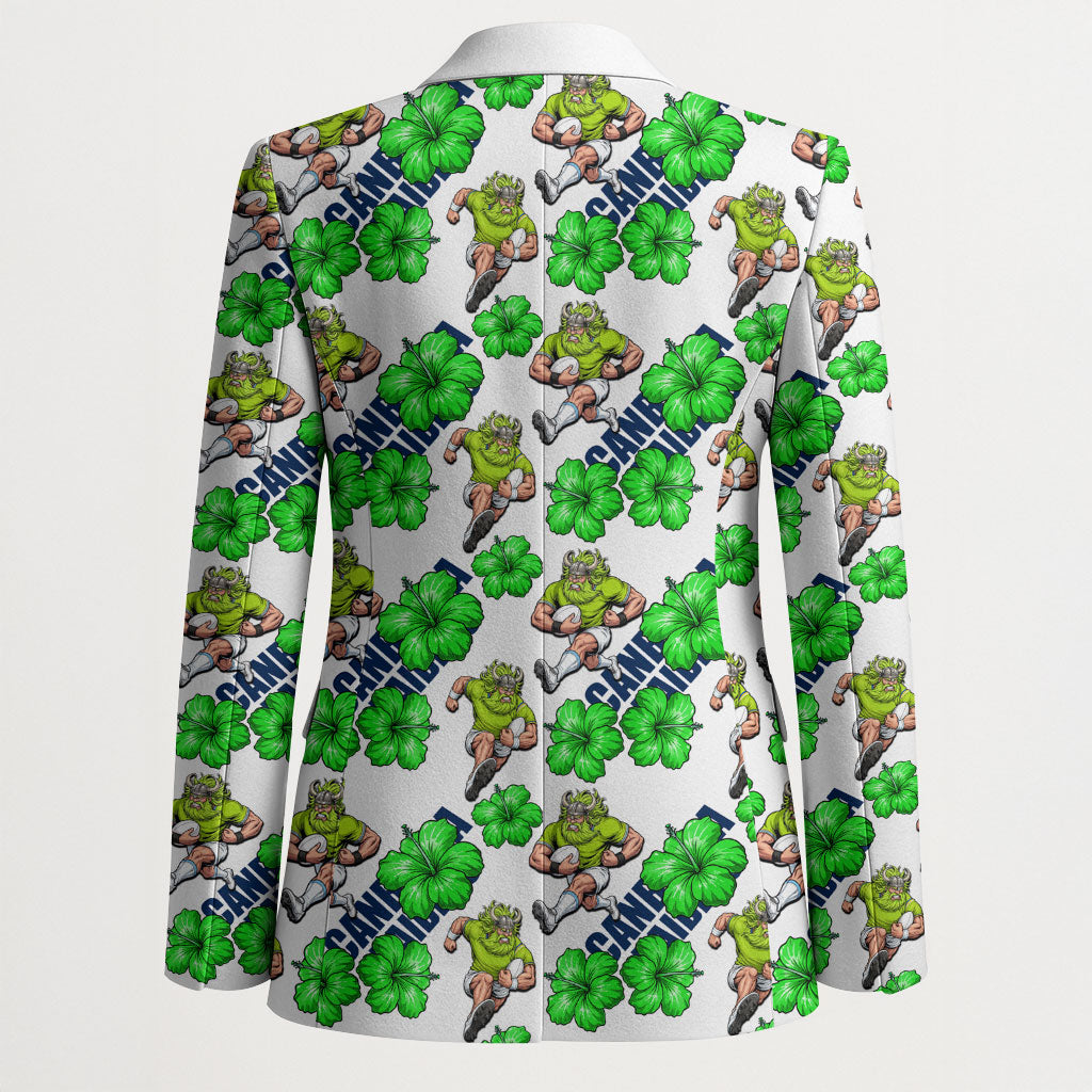 Canberra Raiders Blazer Tropical Hibiscus Floral Seamless Rugby Mascot